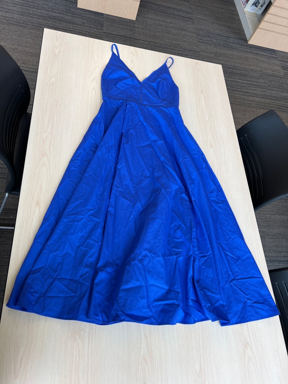 NEW COS v-neck midi slip flared dress 100% cotton with pockets spaghetti straps - Picture 2 of 11